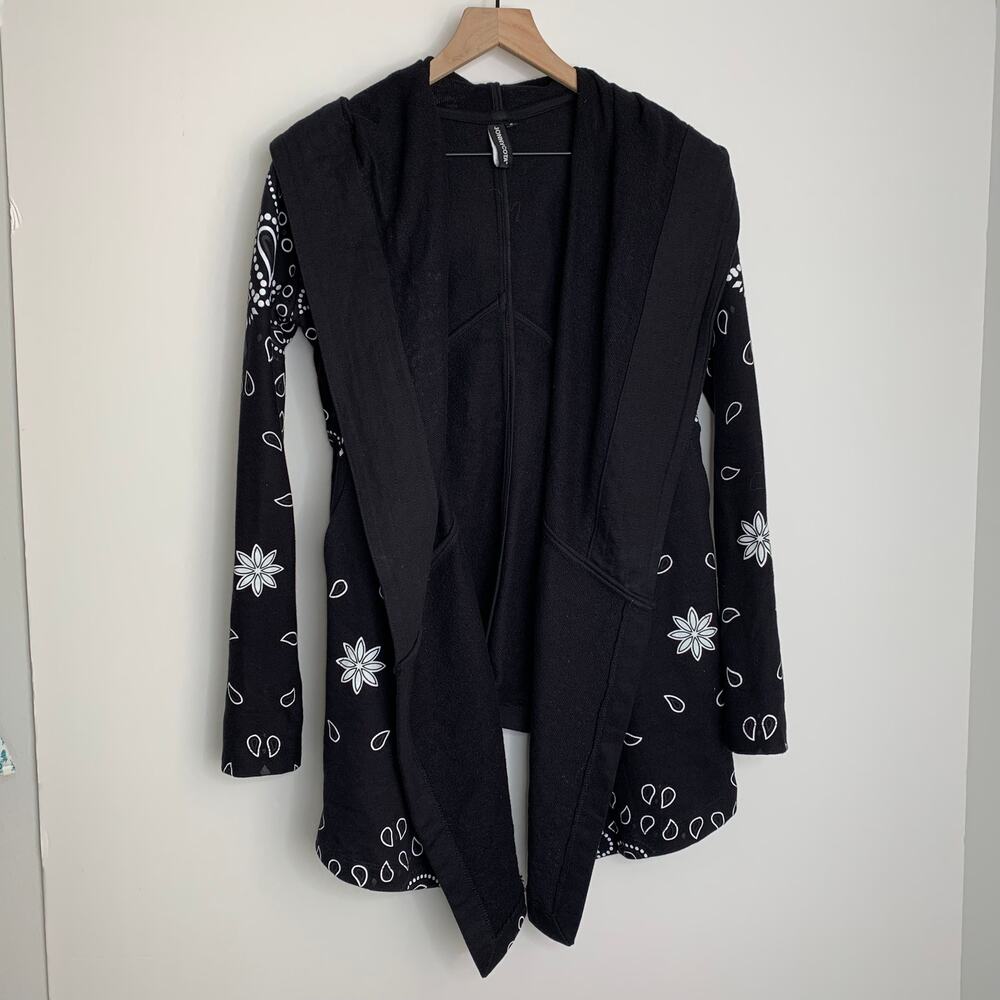 Jonny Cota Draped Hoodie in Black Bandana Open Front Women’s Small - Picture 3 of 14